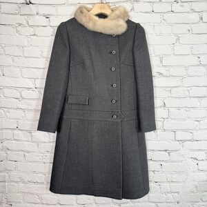 Vintage 1950s Townley Wool Coat Mink Fur Collar Union Made Stevens Hockanum S/M